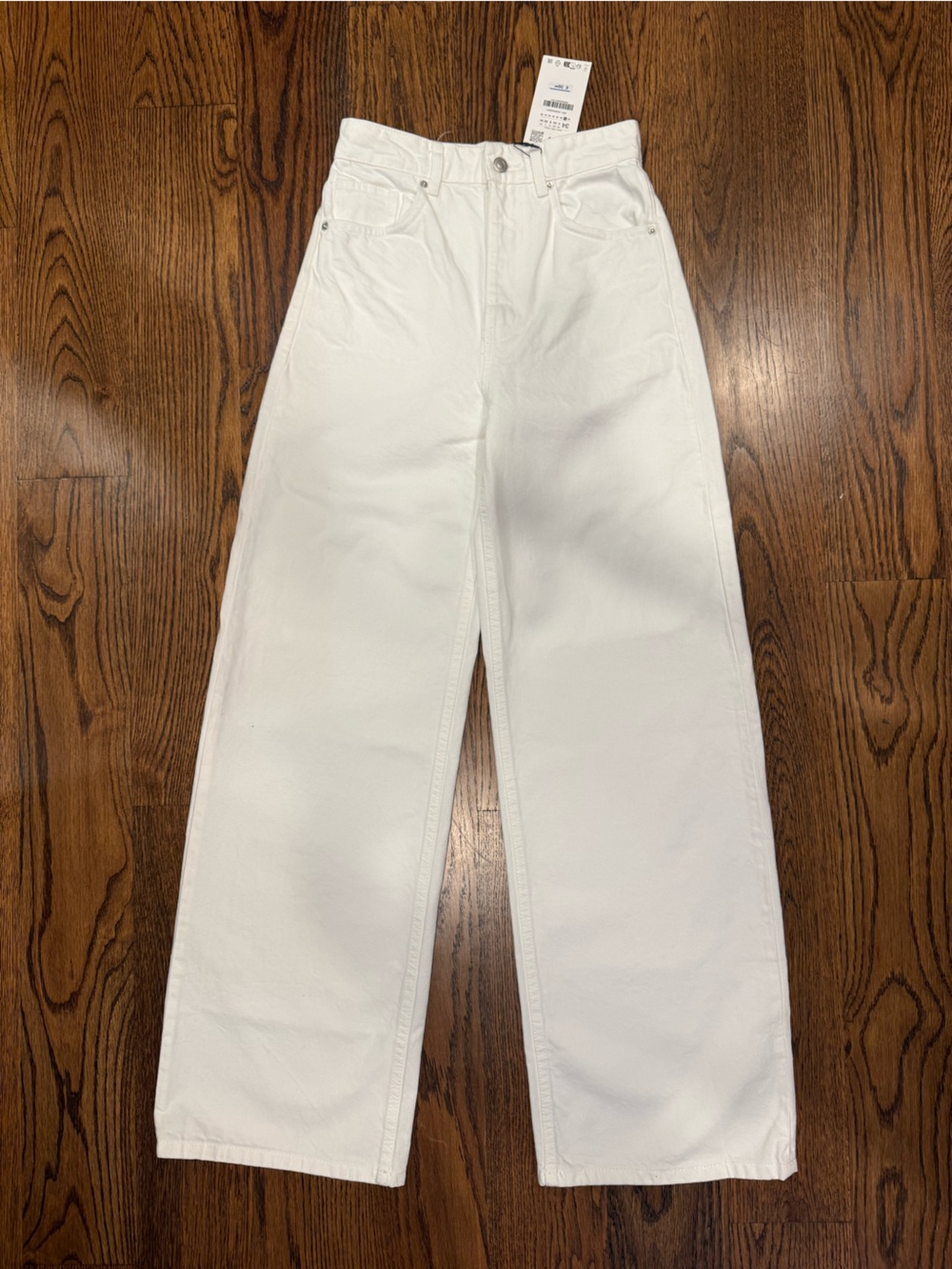 Zara White Wide-Leg Flare Jeans